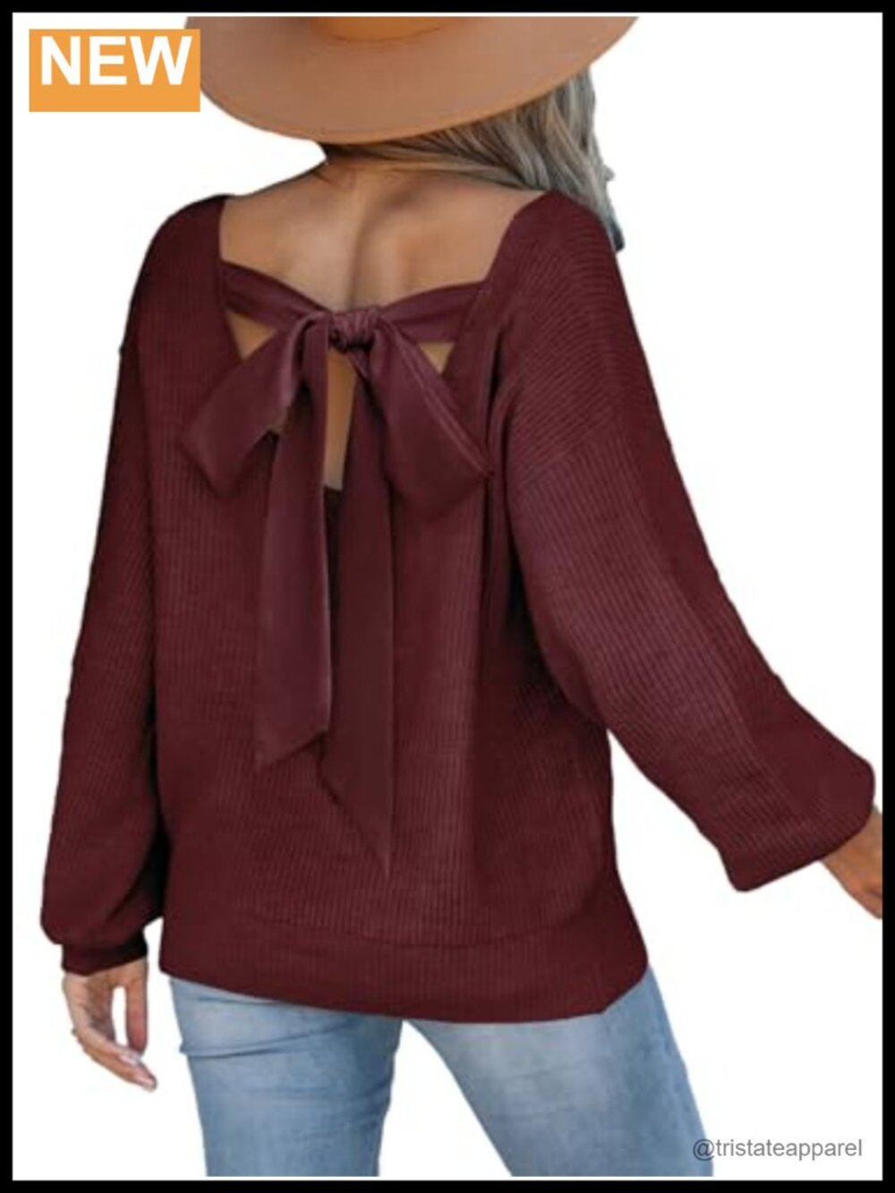 CUPSHE Women's Bow Pullover Sweater V-Neck Long Sleeve Knit Top